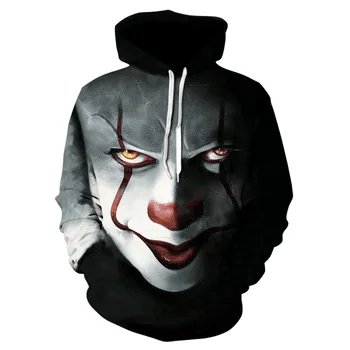 

Movie Stephen King IT Suicide Squad The Clown Pennywise Hoodies Halloween Cosplay Costume Men 3D print joker Hooded Sweatshirt