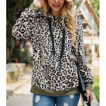 

Sexy leopard pocket tether hoodie plush