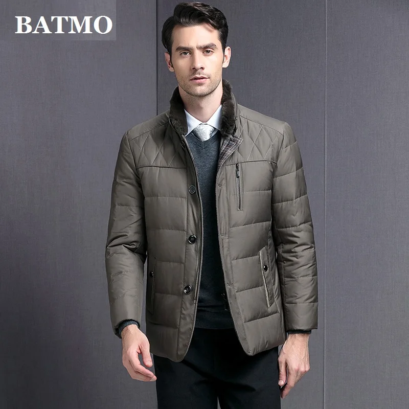 Хаки BATMO 90% белый куртки-пуховики для мужчин, мужские теплые зимние куртки, парка для мужчин, мужские пальто, Y858 - Цвет: Хаки