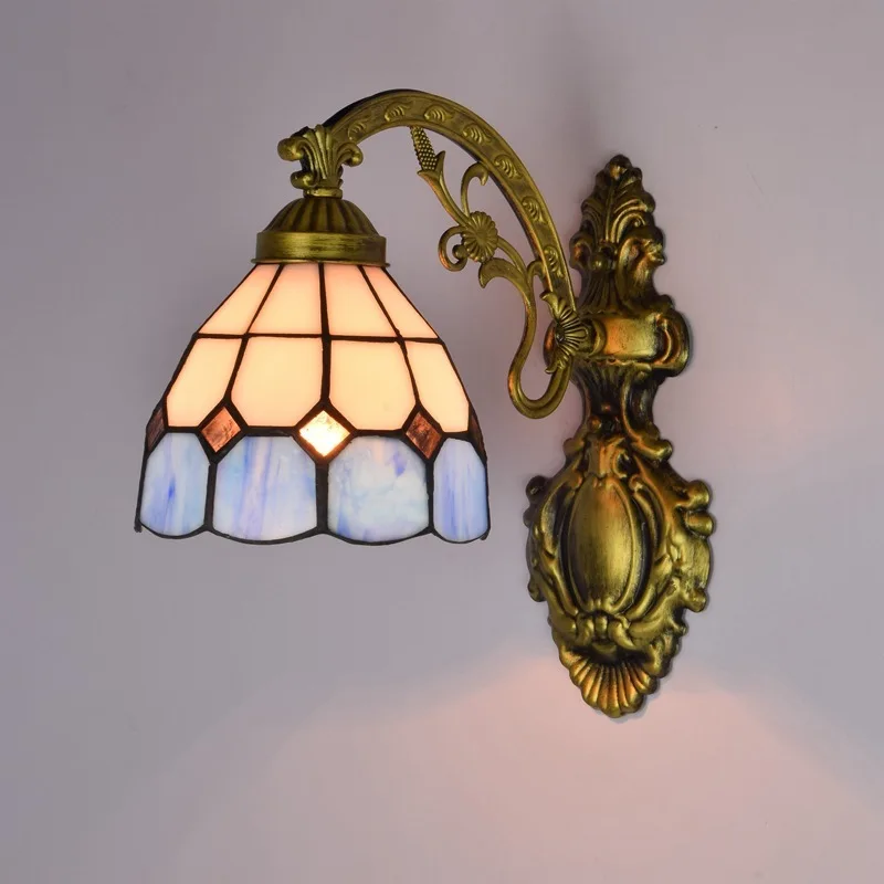 

glass retro mirror front lamp American garden bedside wall lamp corridor Mediterranean single head glass wall lamp