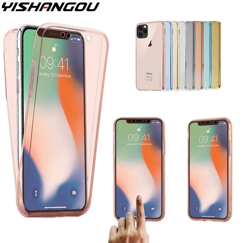 

360 Degree Clear Full Protection Soft Case Cover On For iPhone 11 X Xs Xs Max XR Front&Back Silicone Phone Capa 7 8 6s 6 Plus