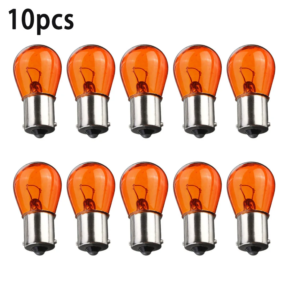 

10x Vehicle LED Bulbs PY21W BA15S 581 Amber Indicator Bayonet Base Lamp Turn Signal Car Light R 49mmx25mm 12V 21W Parking Light