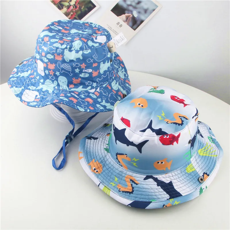 

Baby Boy Girl Unisex Summer Sunscreen Width Brim Bucket Hat UV Protection Caps Child Fisherman Chapeau cap 1-8Years