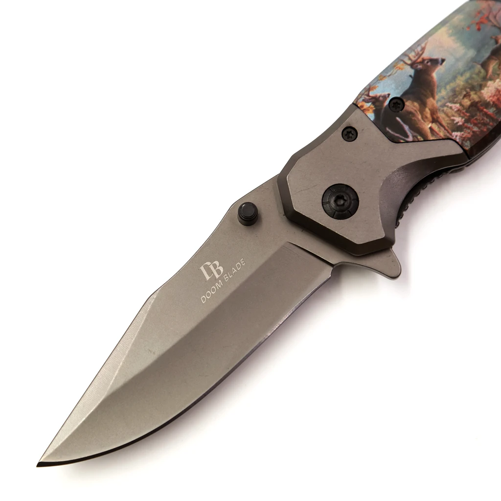 

High Quality! 3D Pocket Folding Blade Titanium Knife 5CR15MOV Blade Outdoor Camping Survival Hunting Tactical Tool EDC
