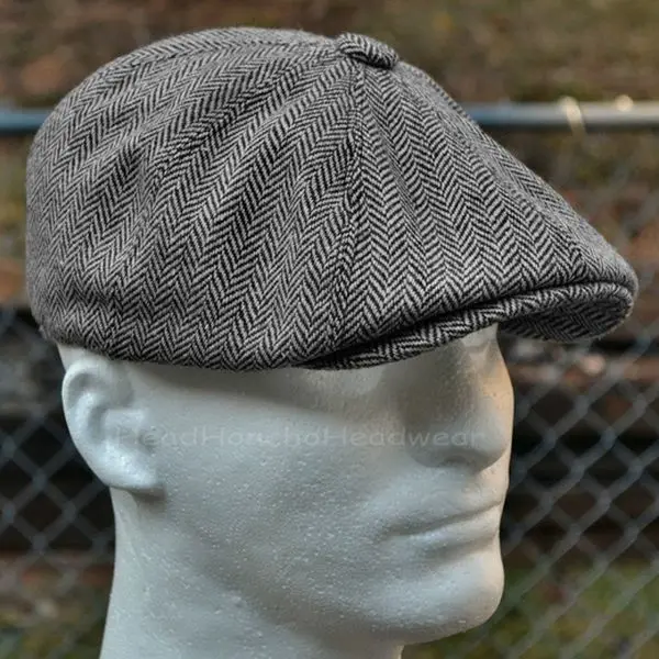 Newsboy Cap Wool Tweed Octagonal Cap 