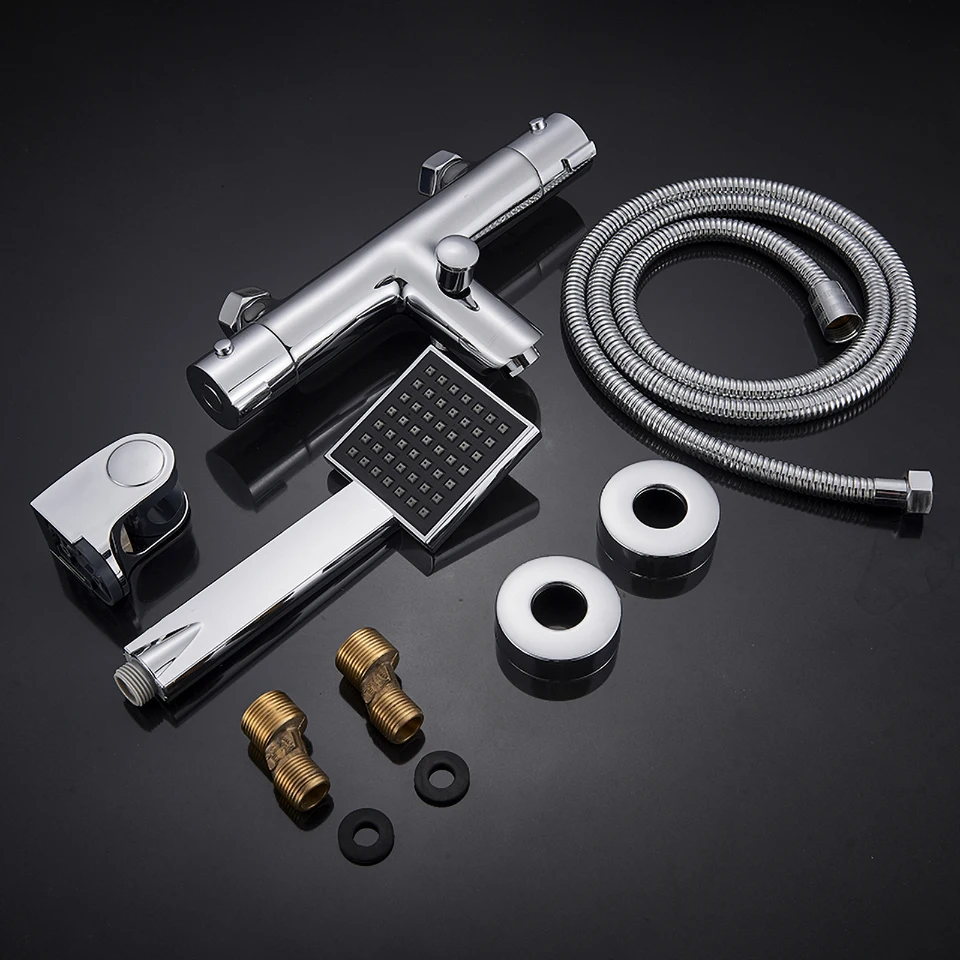 Description Picture 6 of itemBlack Thermostatic Shower Bath Mixer Set Bathroom Thermostatic Mixer Tap Hot And Cold Water Bathroom Mixer Valve Bathtub Faucet