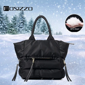 

2020 Winter Women Space Cotton Handbags Fashion 90% Duck Down Feather Padded Messager Shoulder Bag Bolsa Feminina Sac A Main
