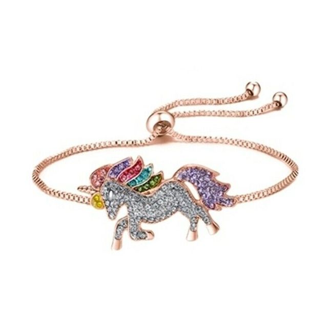 Crystal Unicorn Rings Necklace Bracelet Earrings Jewelry Set Cute Cartoon Rainbow Horse Accessories For Women Jewelry