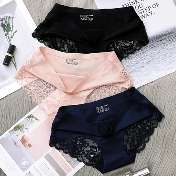 

2020 New Panties Women's Lace Female Underwear Sexy Bikini Underwear Woman Plus Size Lingerie Mid-Rise Silky lace Panties