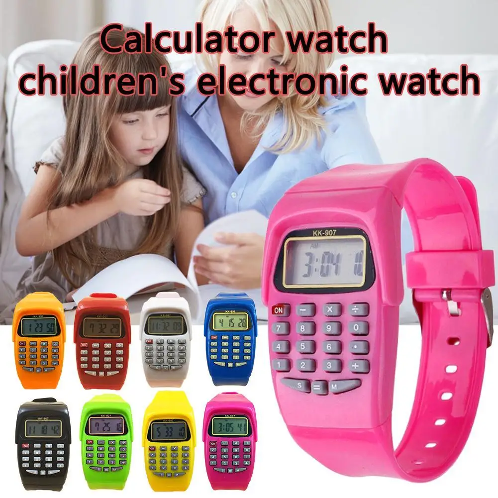 Fashion Digital Calculator With LED Watch Function Casual Silicone Sports For Kids Children Multifunction Calculating