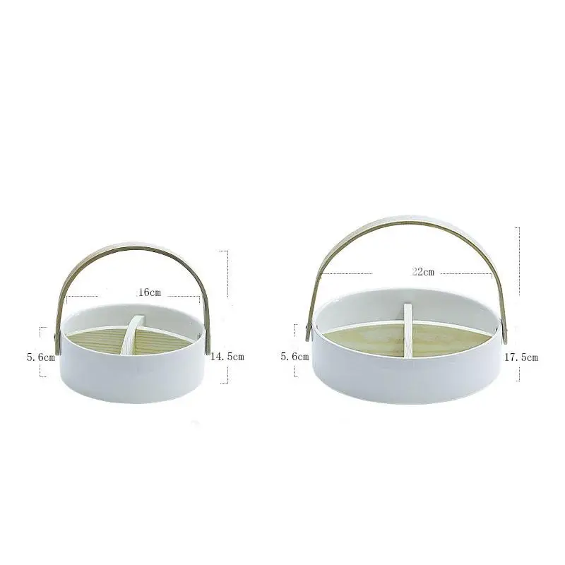 

Ceramics Creative Snack Tray White Multi-Functional Dessert Snack Fruit Plate With Handle Kitchen Organizer Decorative Dish Tray