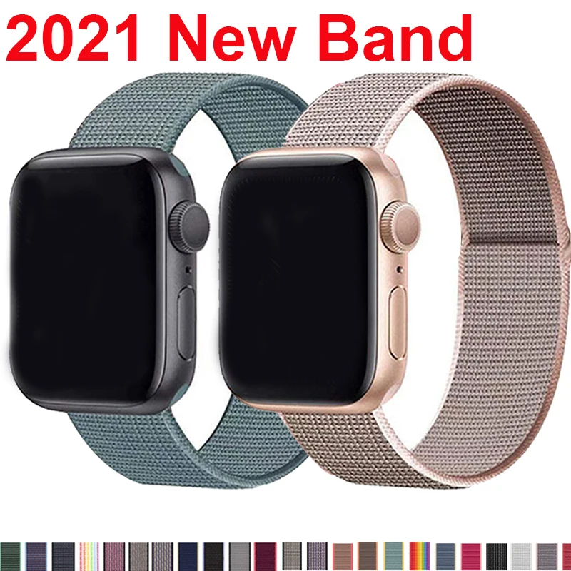 Ремешок нейлоновый для Apple Watch band 44 мм 40 42 38 спортивный браслет смарт-часов iWatch Series