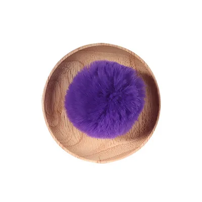 Настоящий мех кролика мяч 6 см помпон автомобиля помпон кролик мех мяч для брелок Мех DIY сумка Подвески с пушистым кроликом понпончики 1 шт - Цвет: dark purple