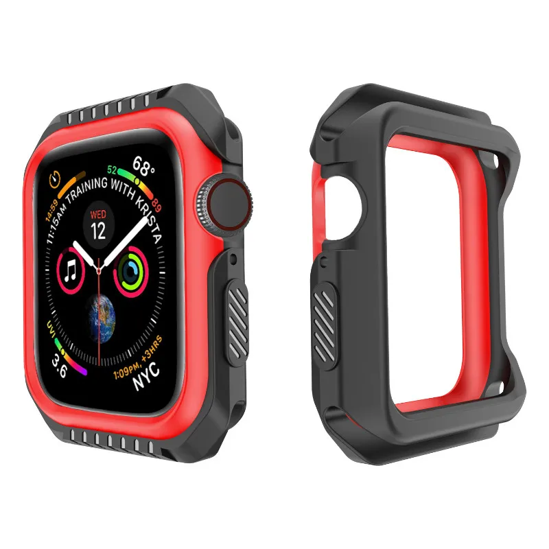 Силиконовый+ PC жесткий защитный чехол для Apple Watch 4 5 40 мм 44 мм рамка полный защитный бампер чехол для iWatch 3 2 1 38 мм 42 мм