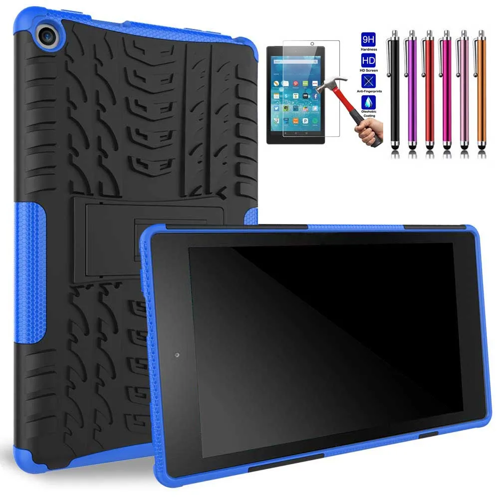 Hybrid Shockproof Hard Case Rubber Soft for Amazon Kindle fire HD 8 2017 8.0 Tablet Free Galss Screen Protector | Компьютеры и офис