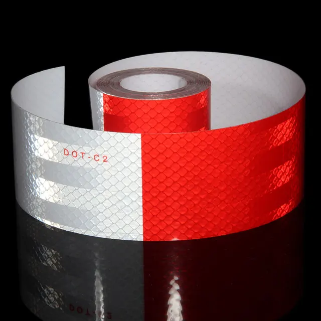 2 #8221 x 12 ‚dot biały czerwony pryzmatyczny samoprzylepne PET odblaskowe naklejki pasek ostrzegawczy samochód stylizacji naklejka taśmy odporne na korozję tanie i dobre opinie courage carbon CN (pochodzenie) odblaskowe paski Safety Mark Reflective Tape Bicycle Decals Stickers Car-styling reflective tape