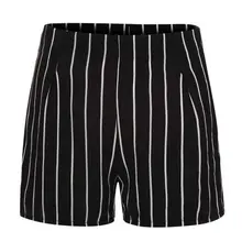 Женские летние брюки, стильные свободные шорты на молнии, пляжные шорты с высокой талией, полосатые узкие шорты