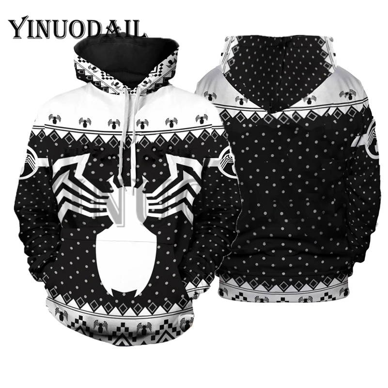 

Womens and Mens Spider Venom Hoody Sweatshirt Unisex Hip Hop Cosplay Tops 3D Printed Hoodies Halloween's Day Gifts