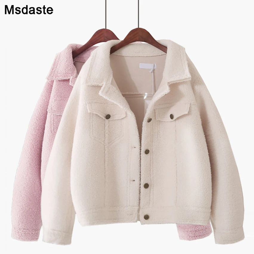 

Woolen Jackets Women Winter Single Breasted Short Female Solid Color Korean Style Overcoat Outerwear Tops Casual Coats