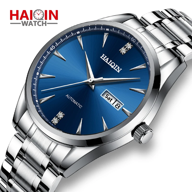 

Men's Watches Full Automatic Mechanical Wrist Watch for Men Waterproof Stainless Steel Business Wristwatch HAIQIN Casual Clock