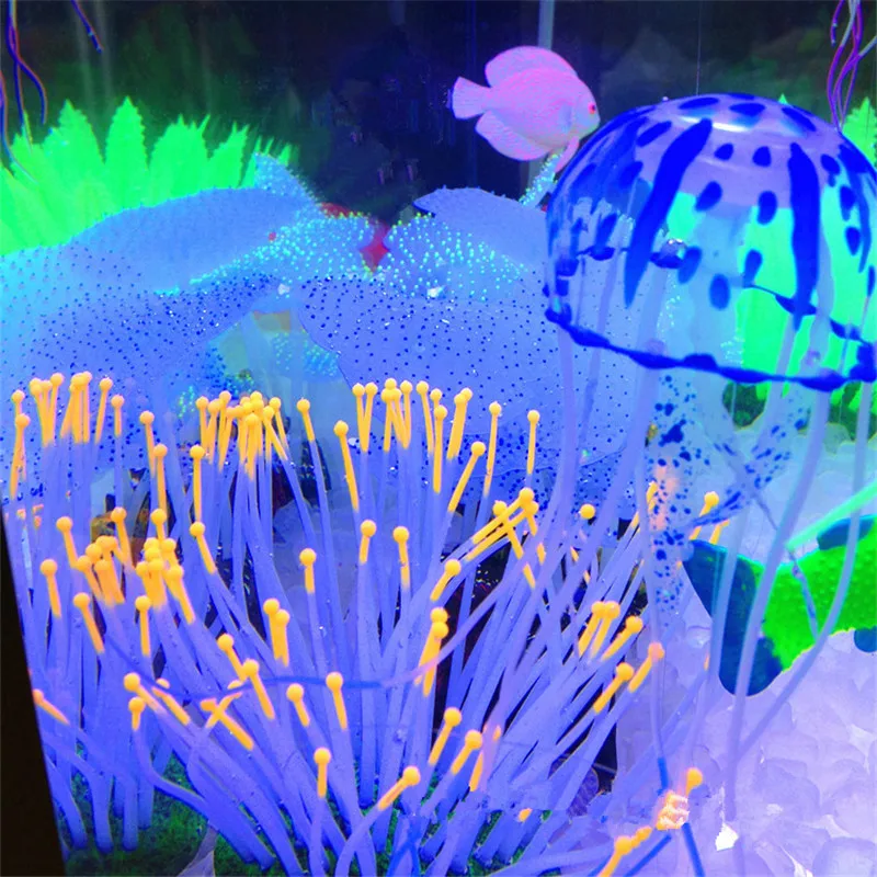 Искусственный плавающий светящийся эффект Медузы аквариумное Украшение Аквариум подводный живой растение Ландшафтный Декор Аксессуары