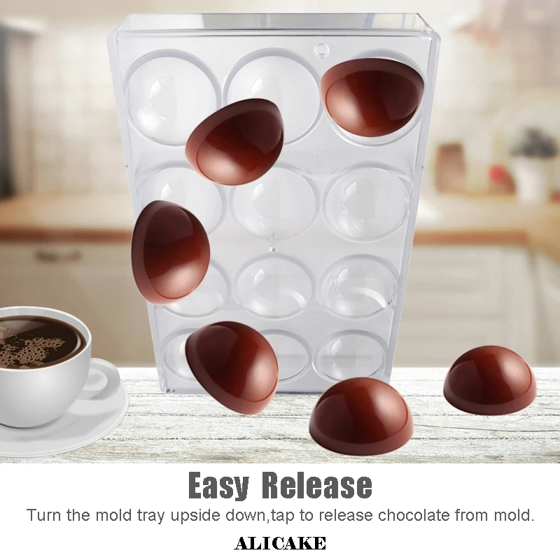 3D Polycarbonate Chocolate Ball Molds Plastic Sphere Chocolate Candy Bakery Form Moulds Bakeware Baking Mold Pastry Tools