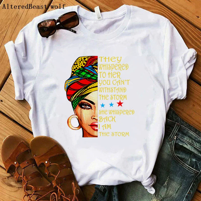 

I Am The Storm Black Cool Women Summer White Tee Shirt Female Fashion Harajuku O-neck Tshirt Women Vogue Cool Casual Tops 2020