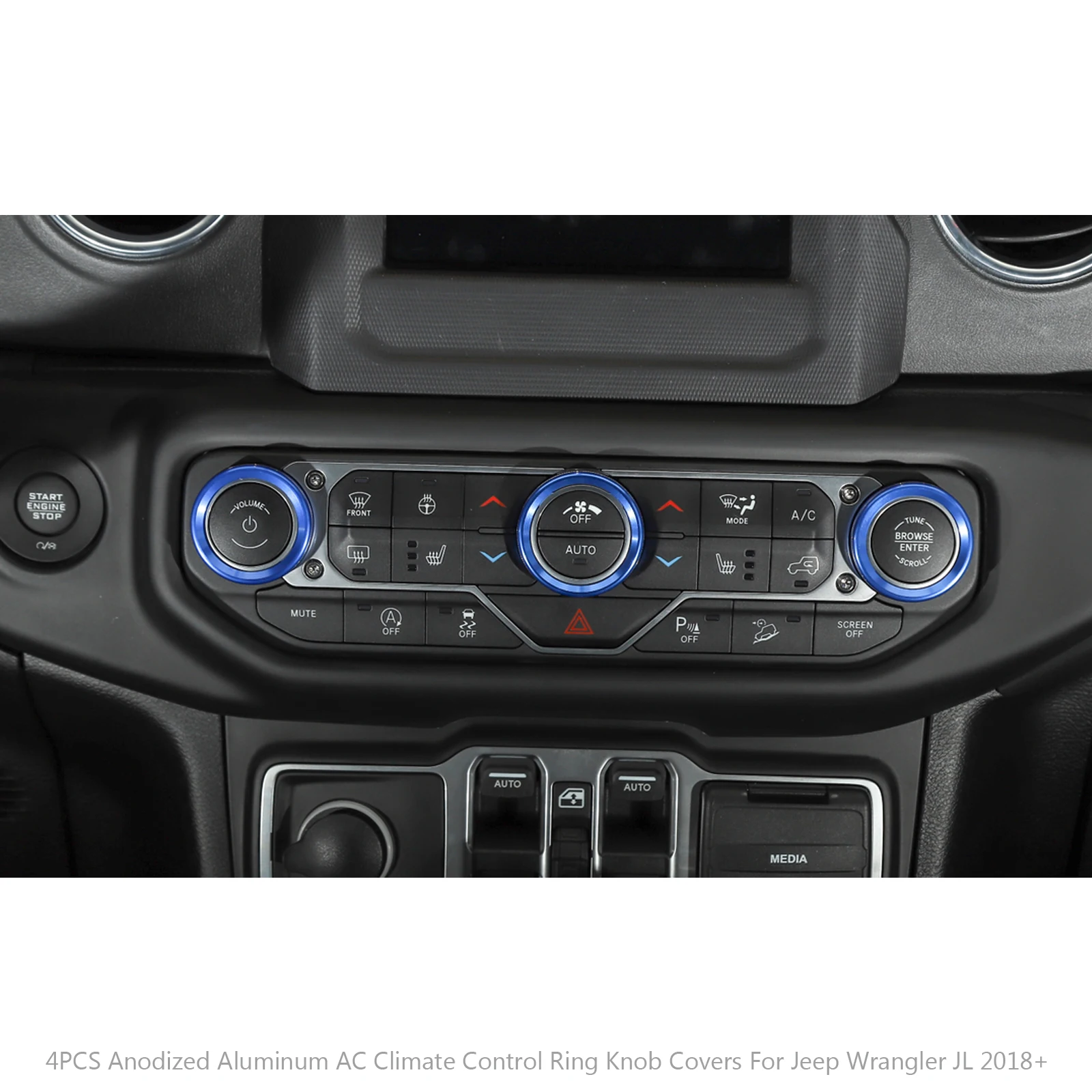 Areyourshop 4 шт. алюминиевый AC Climate control кольцо чехол для ручек для Jeep Wrangler JL+ ручка управления кольцо чехлы автомобильные запчасти