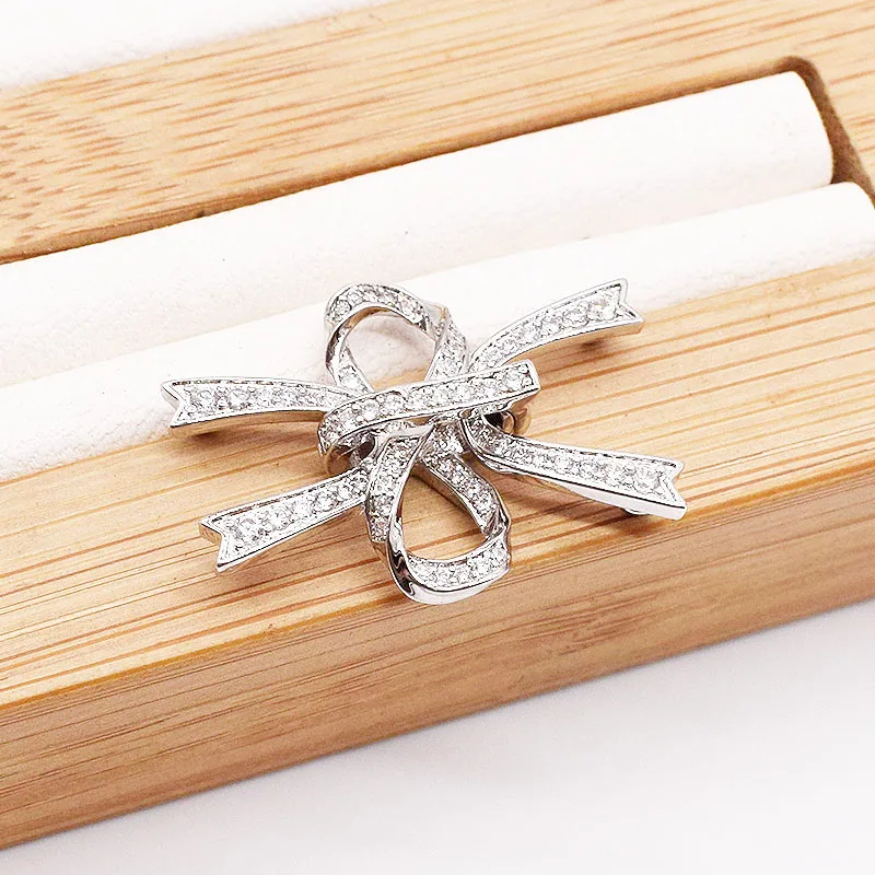 20x28mm Women's High Qualit bow CZ-inlaid Pearl  Bracelet Buckle, necklace buckle, sweater chain connection buckle