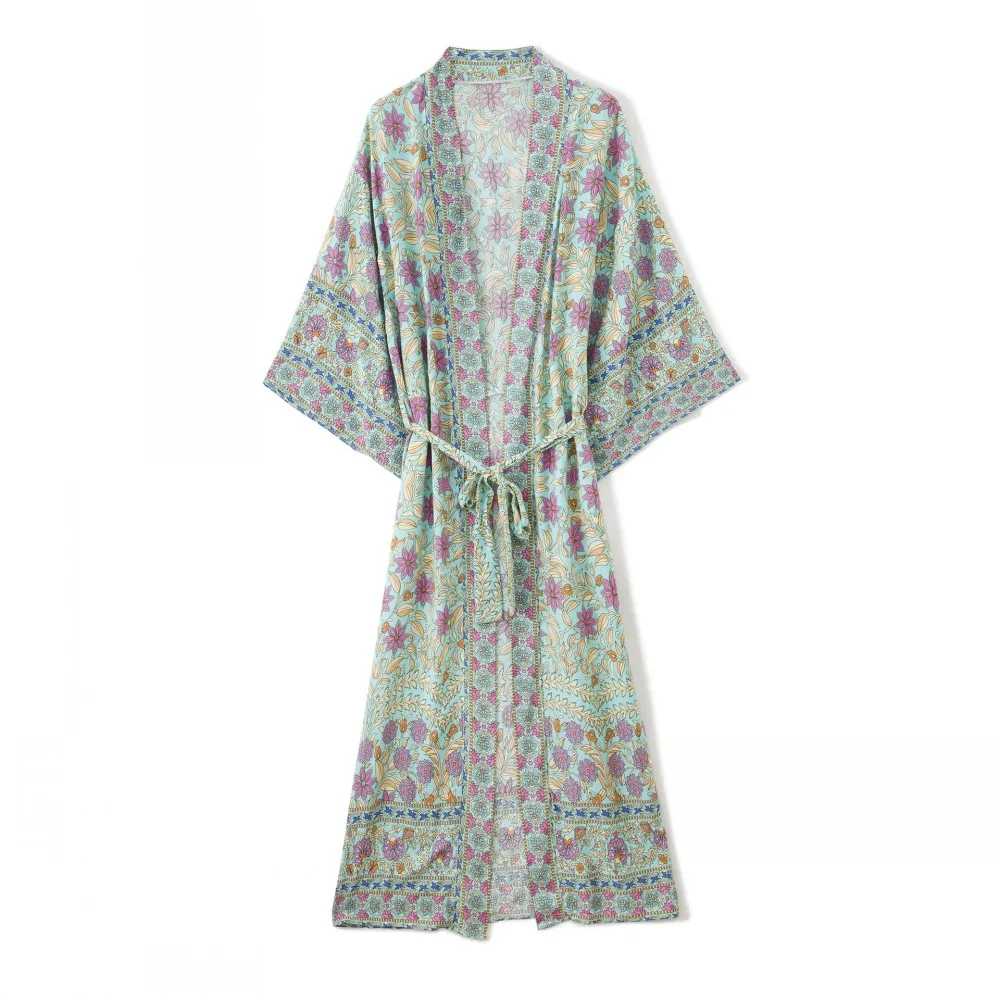 Japanese Kimono Women Outfit 2021 Summer New Long-Sleeved Cardigan Loose Casual Vacation Sun Protection Shirt Chiffon Long Dress