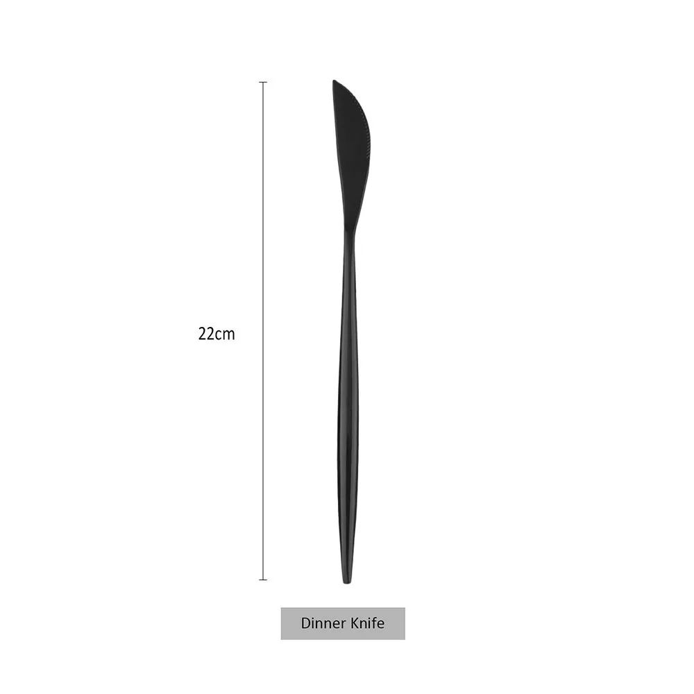 1Pcs Black Knife Mirror Black Cutlery Set Stainless Steel Flatware Set Kitchen Silverware Steak Tableware Dinnerware Spoon Fork Knife Teaspoon - Цвет: 1Pcs Black Knife