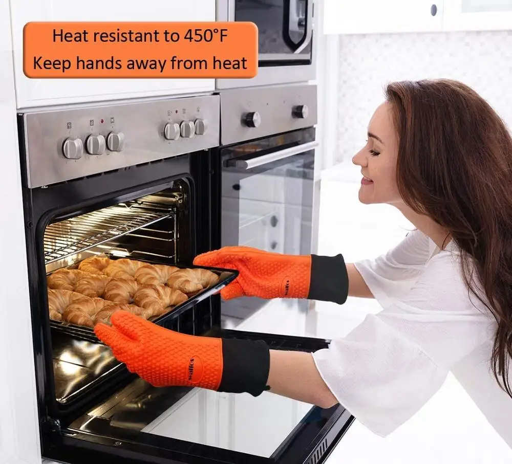 1 Piece Long Silicone Kitchen Gloves-BBQ Grill Gloves Heat Resistant Cooking Gloves For Grilling Oven Mitts
