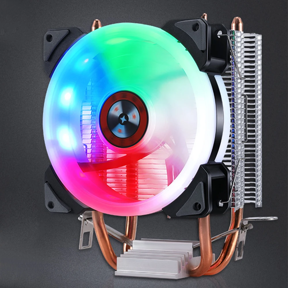 Практичное рассеивание тепла компьютер с двойной диафрагмой Led cpu кулер вентилятор ночные плавники пылезащитный низкий уровень шума дома прочный мигающий