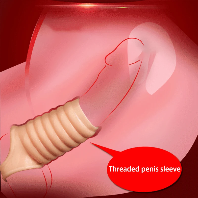 Men Delay Lock Sperm Fine Condom Threaded Enhancer Ring Penis Extender Sleeve Erection Dick Cock Sex Toys For Intimate | Красота и
