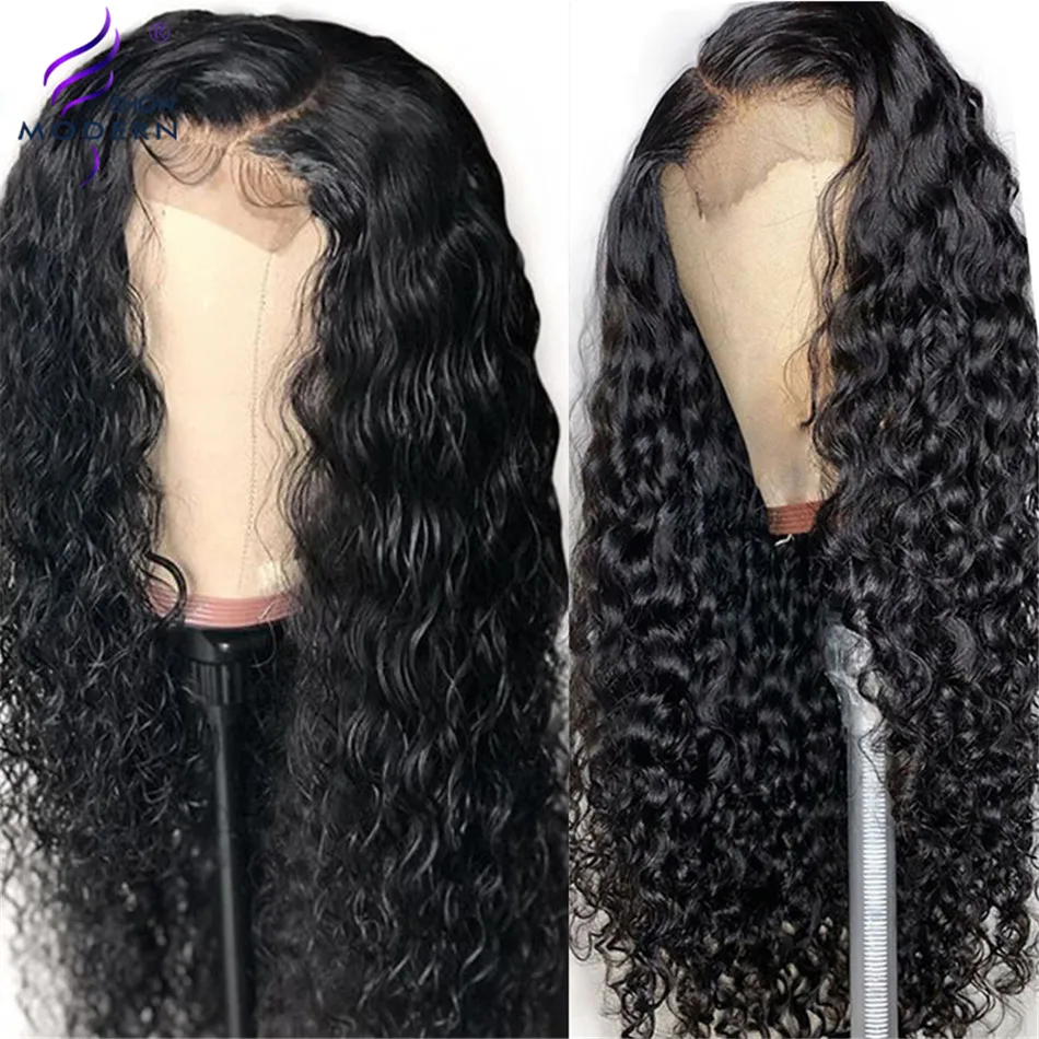Современные шоу волосы волна воды человеческие волосы парики 4*4 кружево Закрытие бразильский высокое радио Remy Предварительно сорванные волосы парик для черных женщин