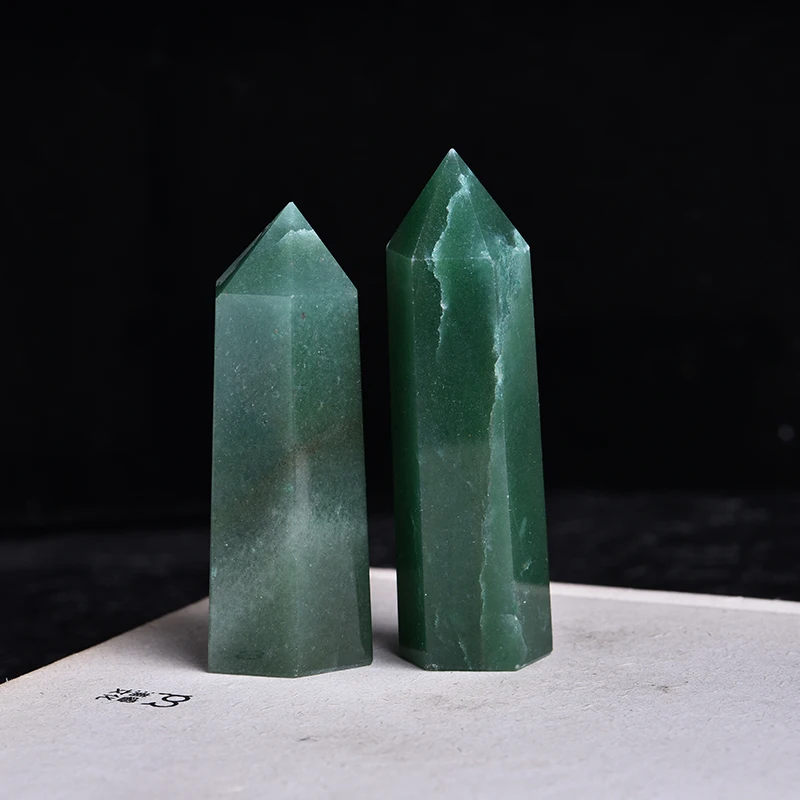 Columna Hexagonal de Aventurina verde Natural, palo curativo para reparación de cristales, decoración de hogar familiar, sala de estudio, 1 unidad