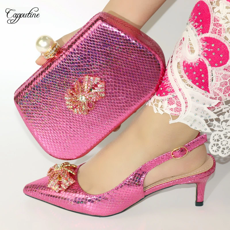 Fuschia pink shoes and bag for wedding Clearance