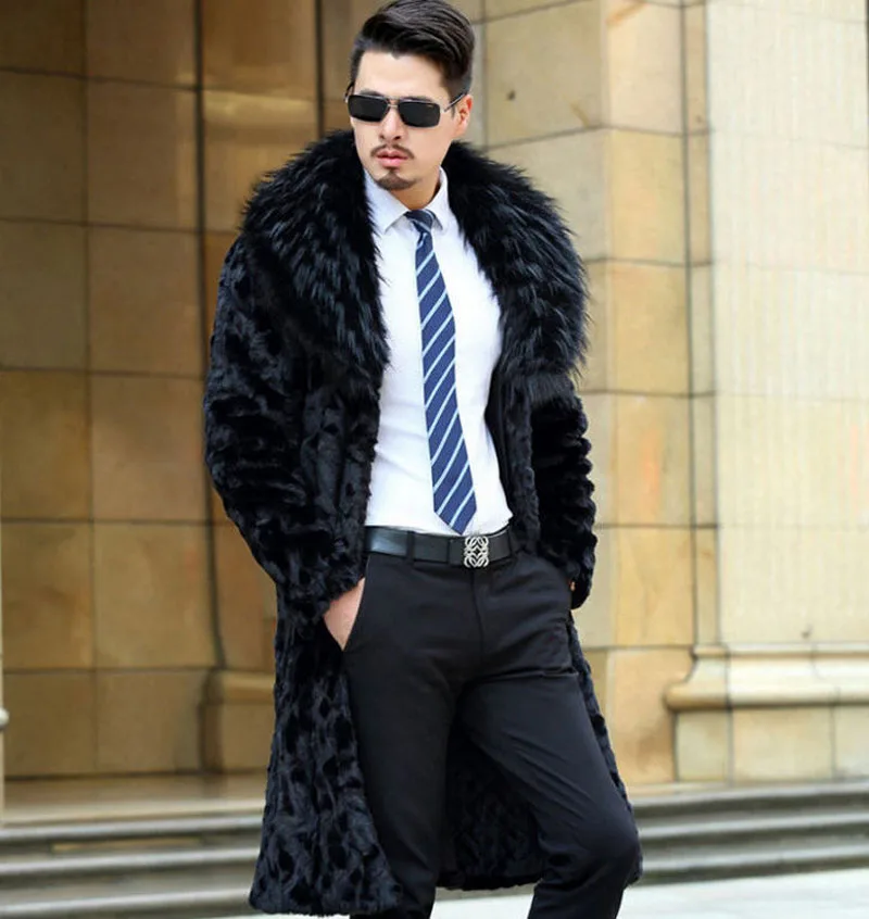 Мужские зимние пальто из искусственного меха норки черные мужские куртки с воротником из искусственного меха лисы зимние пальто размера плюс верхняя одежда