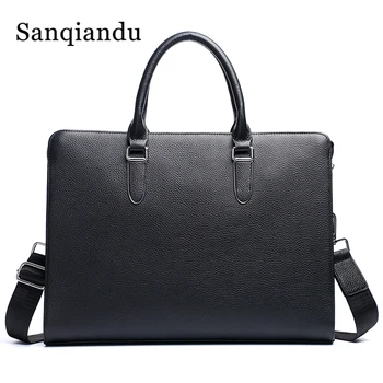 

Business Briefcase Genuine Leather Men Bag Simple Shoulder Bags for Man Crossbody Bags Male Messenger Bag Laptop Briefcase Men