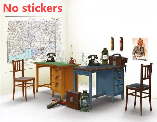 1/35 Scale Die-casting Resin Model Making Desk Office Scene Layout Model Unpainted (no Stickers) 1