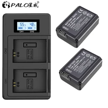 2Pcs 2000mAh NP-FW50 NP FW50 Camera Battery + LCD USB Dual Charger for Sony Alpha a6500 a6300 a6000 a5000 a3000 NEX-3 a7R