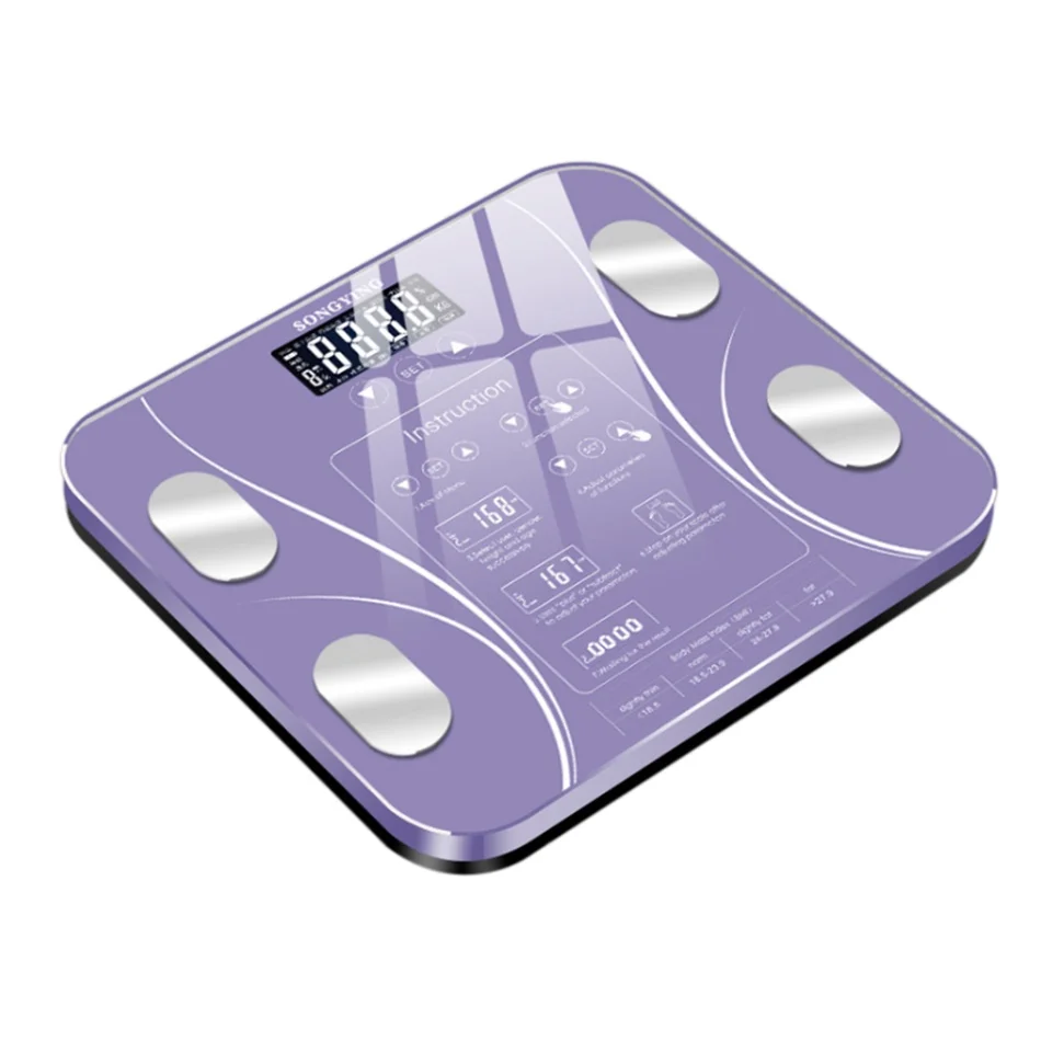 Purple 5-180 кг весы для тела Электронные весы для жировых отложений напольные BMI цифровые весы для воды масса здоровья точные умные весы - Цвет: Purple