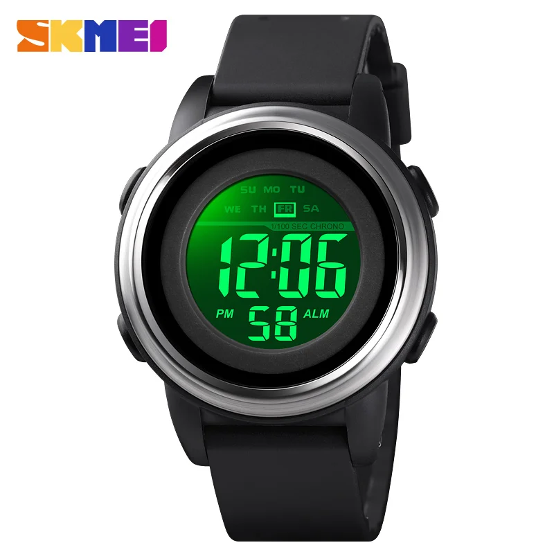 SKMEI Relogio Masculino 1594 мужские светодиодный цифровые часы с будильником, хронограф, спортивные часы для улицы, 5 бар, водонепроницаемые мужские наручные часы - Цвет: Black