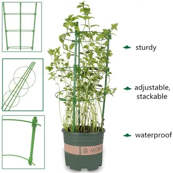 

Tomato Support Cages, Portable Garden Plant Support Cages with Self Watering Spikes and Clips