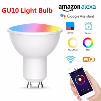 

10pcs Wifi Smart LED Light Bulb GU10 APP Remote Control Dimmable Switch Compatible For Amazon Alexa/Google Home Assistant