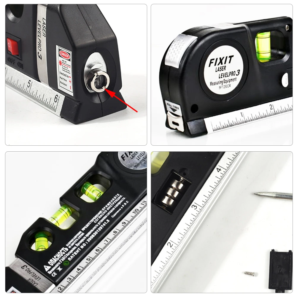 Lasers Level Levelling 3 Lines Nivel Laser Profissional Horizon Vertical Ruler Multipurpose Measure Level Aligner Bubbles Ruler