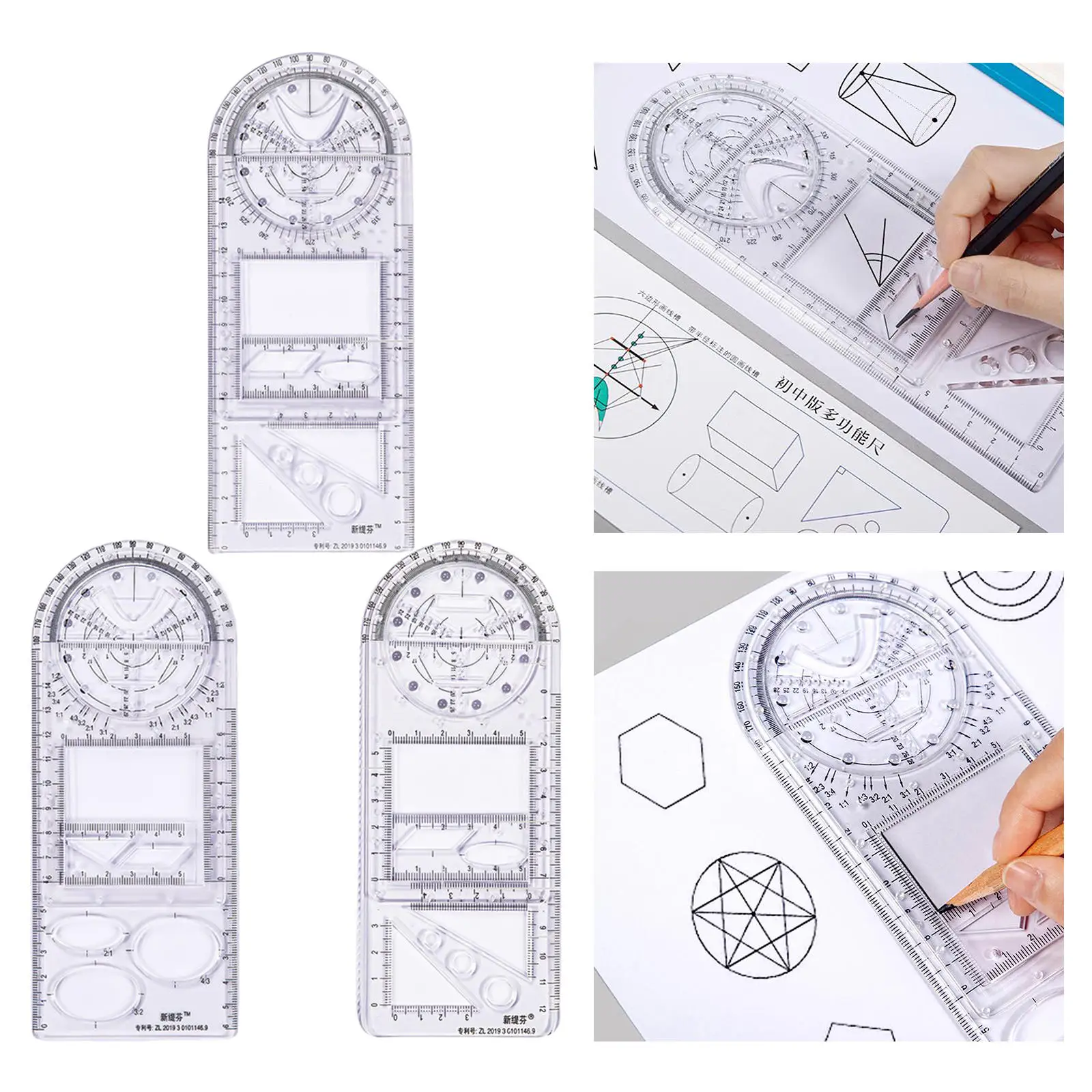 Multifunctional Drawing Ruler Circle Maker Mathematical Template School