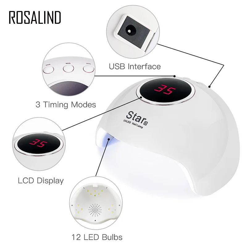 Günstig ROSALIND UV LED Lampe Set Für Poly verlängerung Malerei Gel Nagellack Nagel Trockner mit LED Maniküre nail art Set