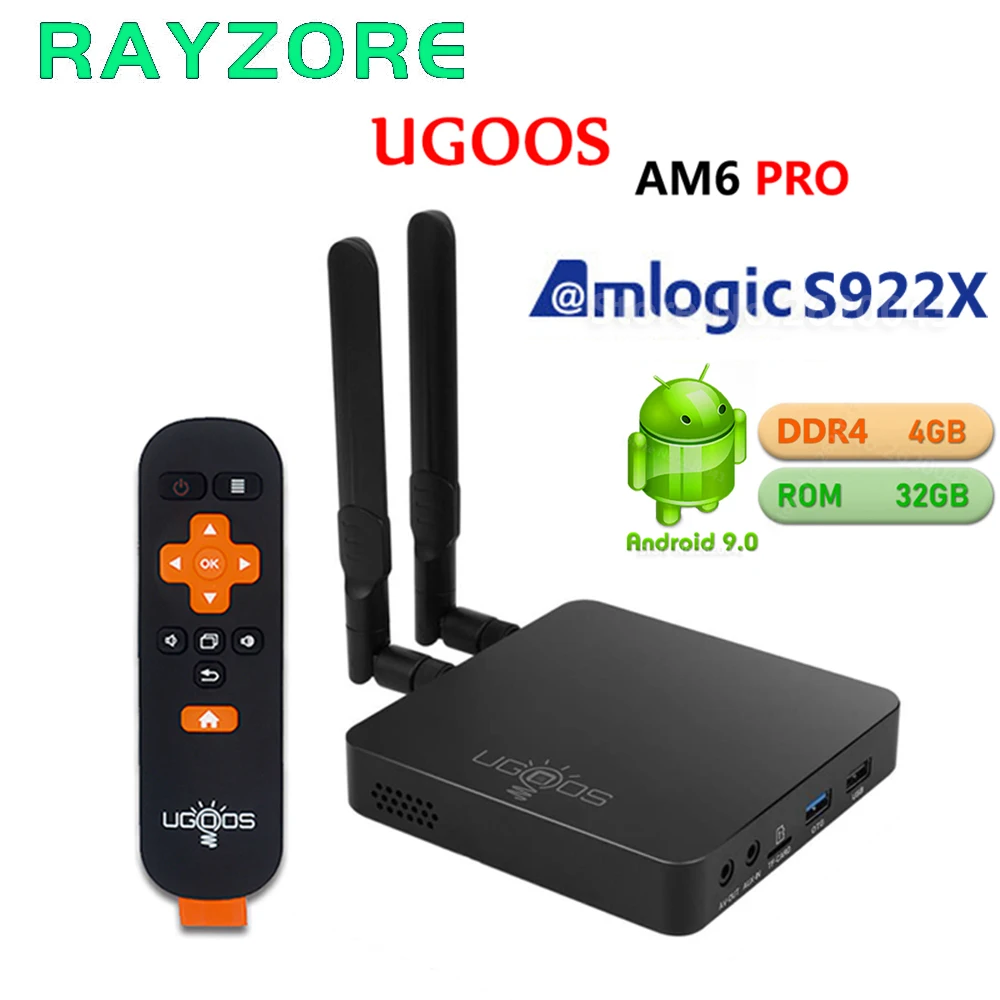 ТВ приставка UGOOS AM6 PRO Amlogic S922X Smart Android 9 0 4 Гб DDR4 32 ГБ ROM 2 4G 5G WiFi 1000 м LAN Bluetooth 4K HD
