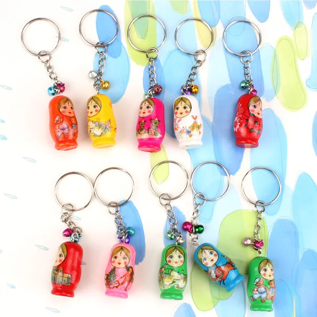 Gran Oferta De 12Pcs/Set Russian Nesting Dolls Key Ring Babushka Matryoshka Figurines Kids Children Toys Birthday Gift Keychains 5